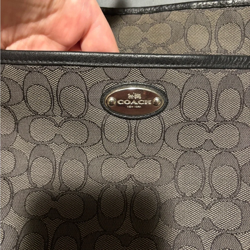 COACH Dark Gray Signature Canvas Crossbody Bag - Picture 6 of 10